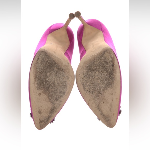 MANOLO BLAHNIK Hangisi 90 embellished satin pumps in fuchsia size 39.5 - Picture 10 of 10